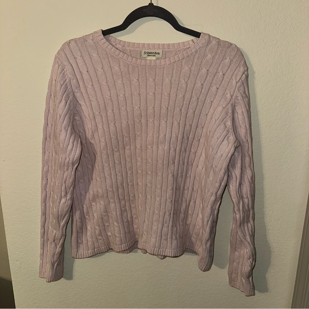 Vintage y2k Cottagecore St. John's Bay Light Pink Cable Knit Sweater